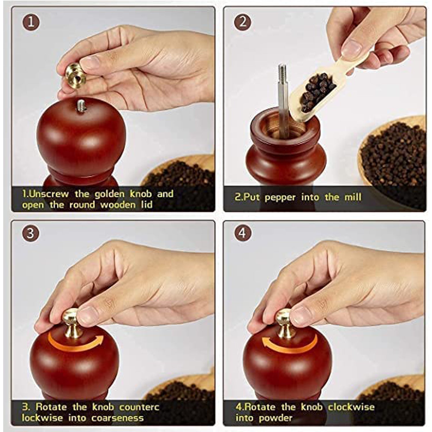 Wooden Pepper Mill 6 inch Tall - Best Pepper Grinder (1 Pc) Wooden Pepper Mill 6 inch Tall - Best Pepper Grinder (1 Pc)